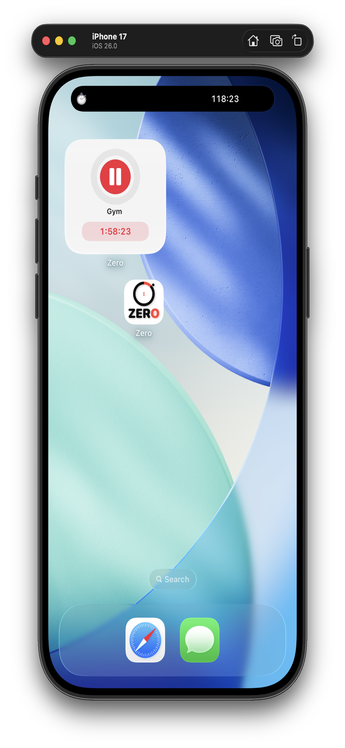 Zero widget on iPhone